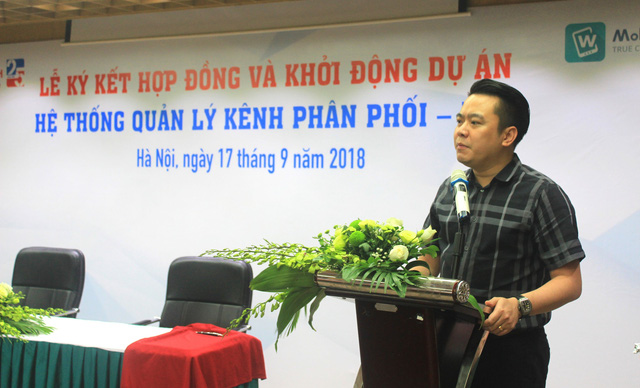 Ông Nguyễn Duy Chính - Tổng giám đốc Tập đoàn Tân Á Đại Thành phát biểu tại buổi lễ kick-off phần mềm quản lý kênh phân phối - MobiWork DMS